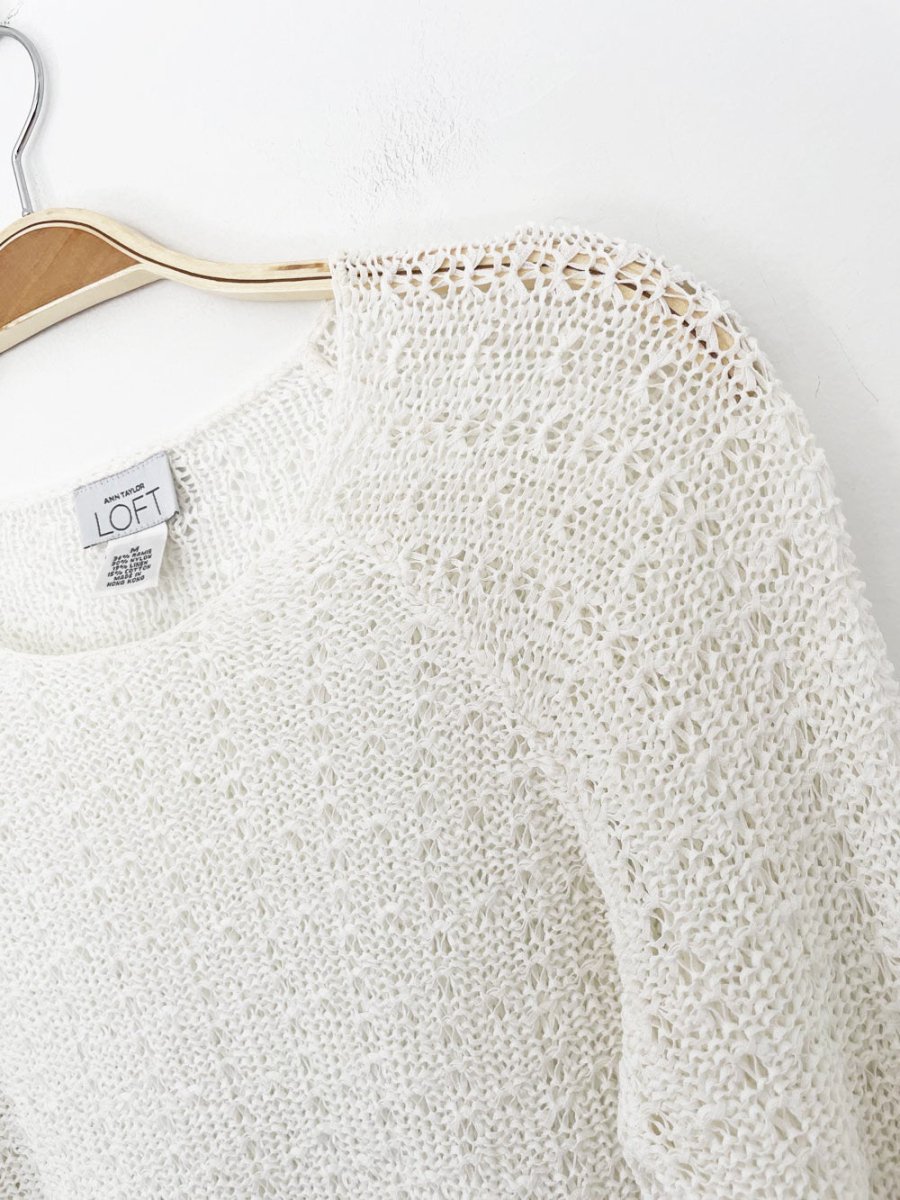 ann taylor ramie-blend knit long sleeve top | loft - good market thrift store