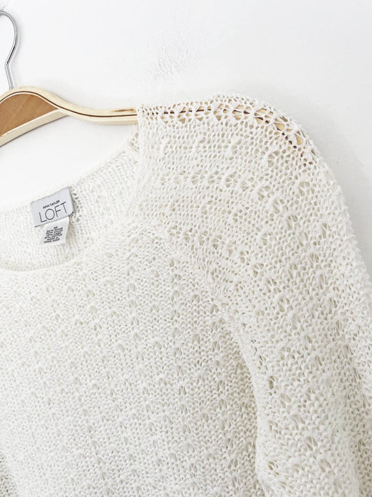ann taylor ramie-blend knit long sleeve top | loft - good market thrift store