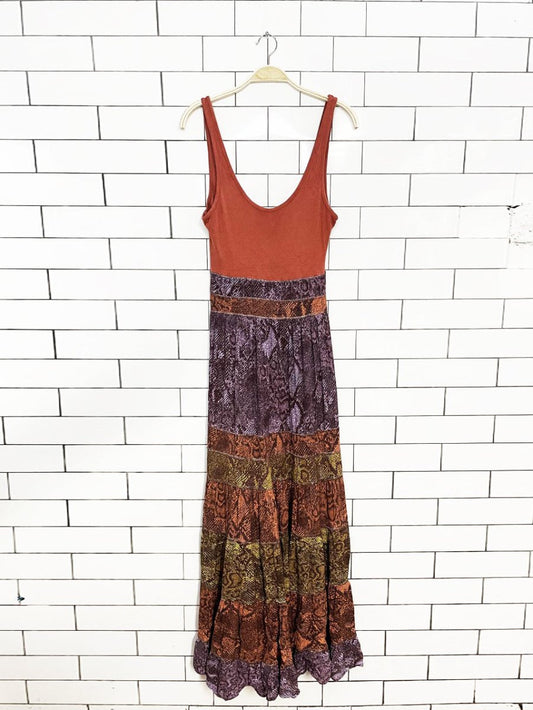 anthropologie colima animal print tiered sleeveless maxi dress - good market thrift store
