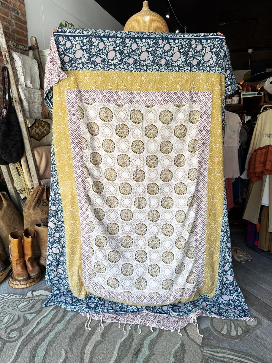 anthropologie meguro cotton slub boho quilted duvet cover | twin - good market thrift store