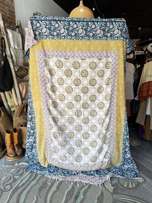 anthropologie meguro cotton slub boho quilted duvet cover | twin - good market thrift store