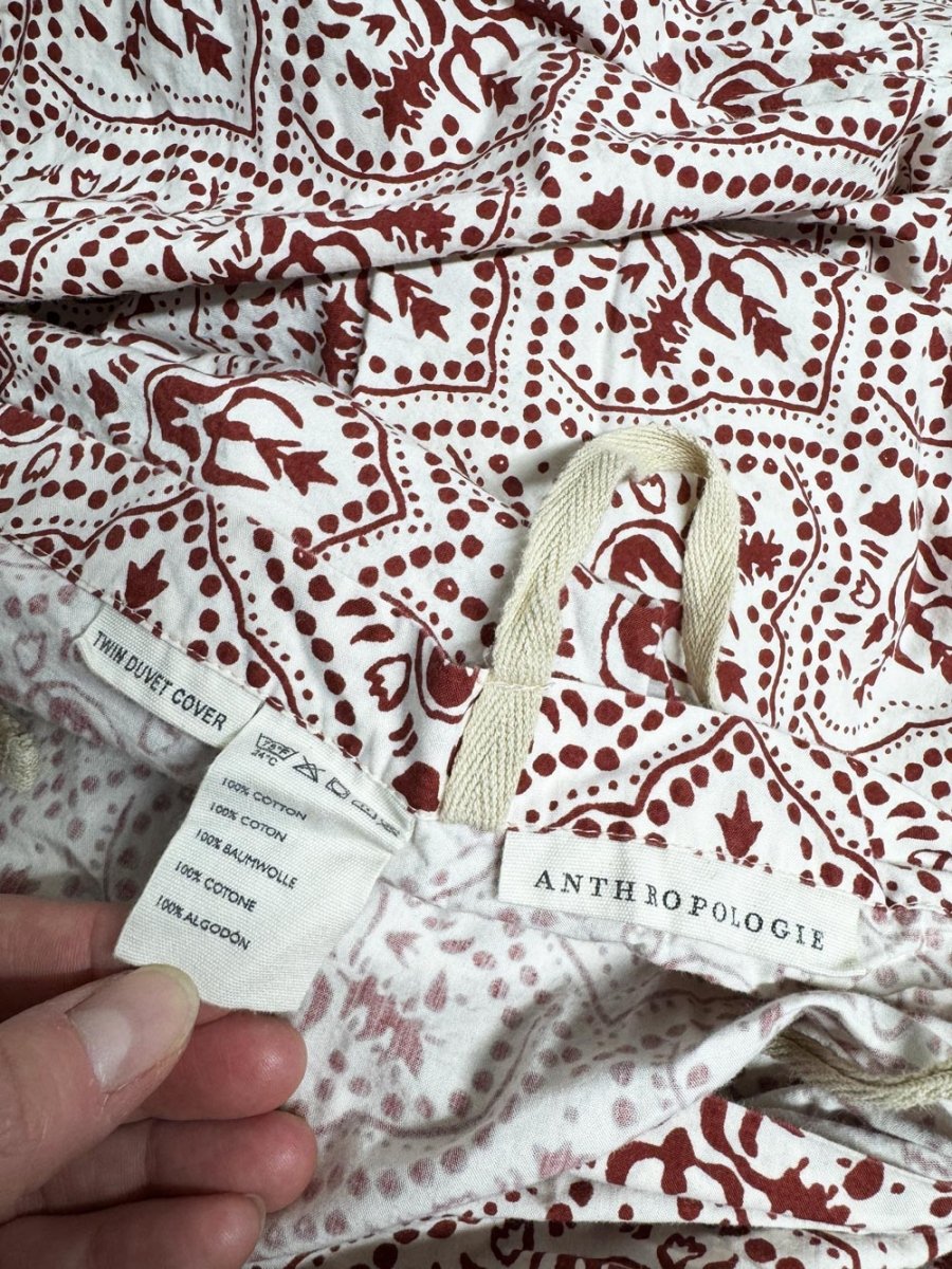 anthropologie meguro cotton slub boho quilted duvet cover | twin - good market thrift store