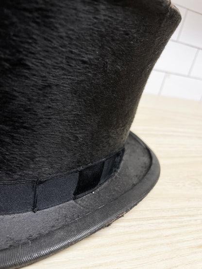 antique 1800s beaver top hat with royal crest - good market thrift store