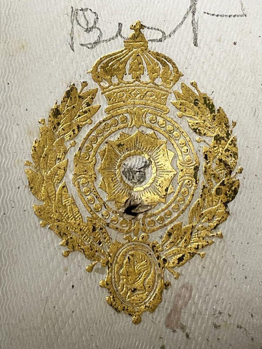 antique 1800s beaver top hat with royal crest - good market thrift store