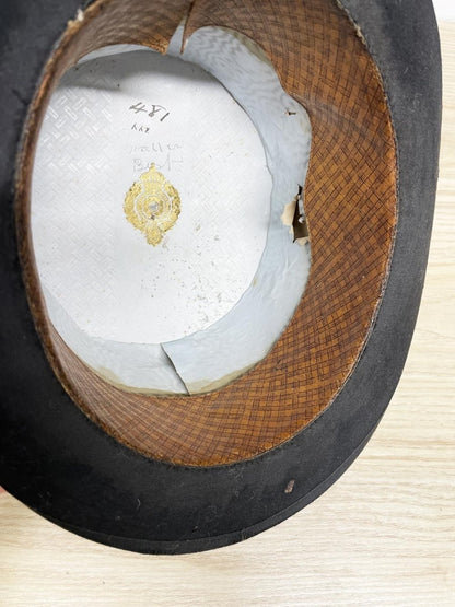 antique 1800s beaver top hat with royal crest - good market thrift store