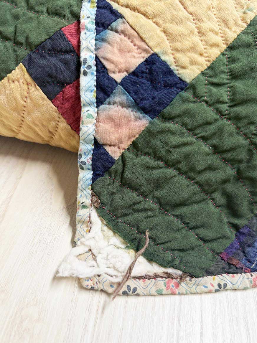 antique handmade double nine patch new england quilt - good market thrift store