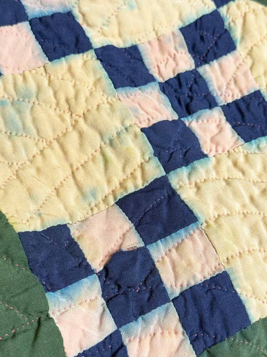 antique handmade double nine patch new england quilt - good market thrift store