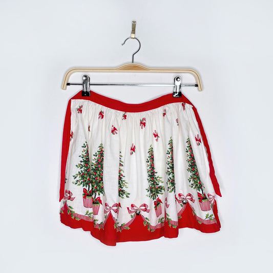 vintage kids christmas tree bells apron