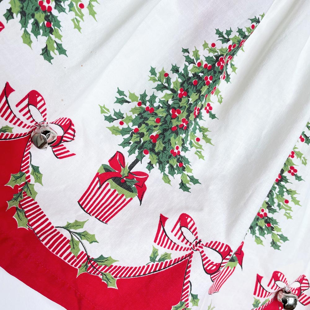 vintage kids christmas tree bells apron