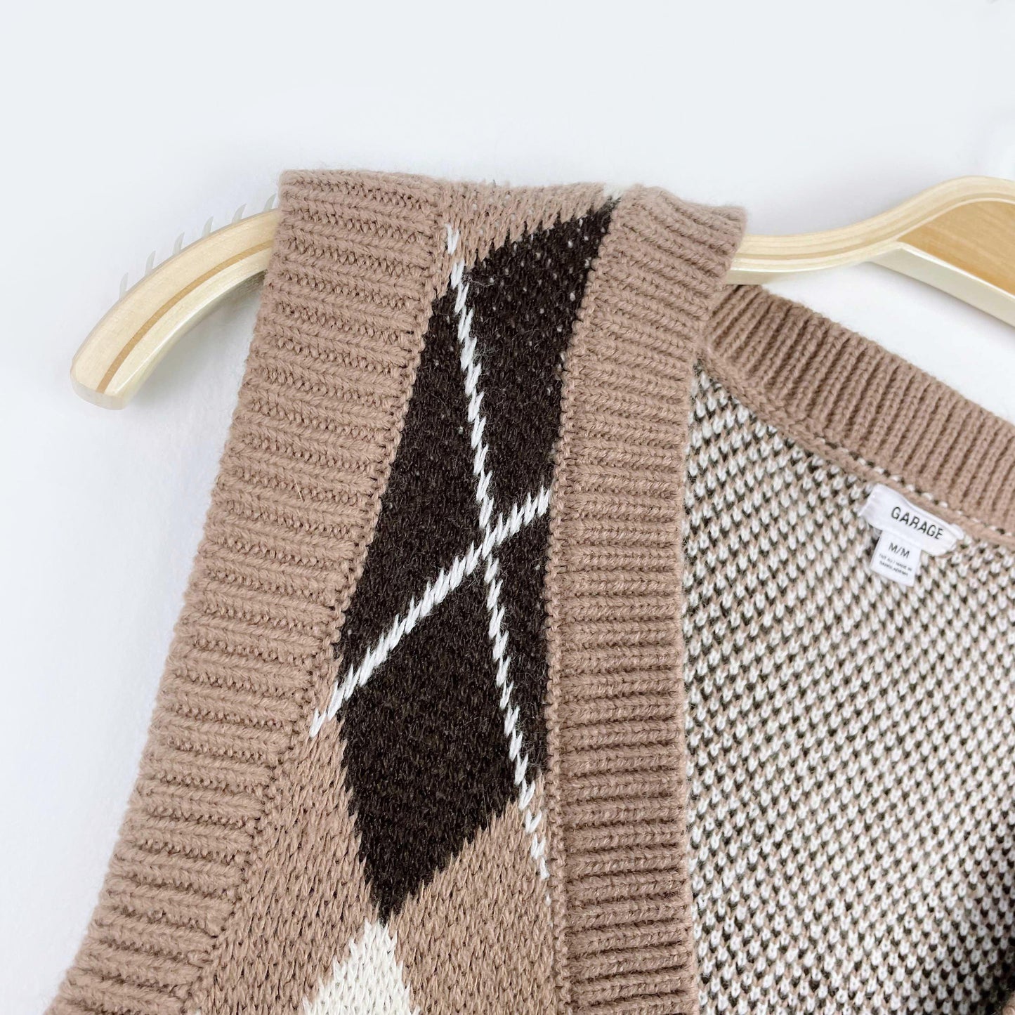 garage argyle neutrals knit vest