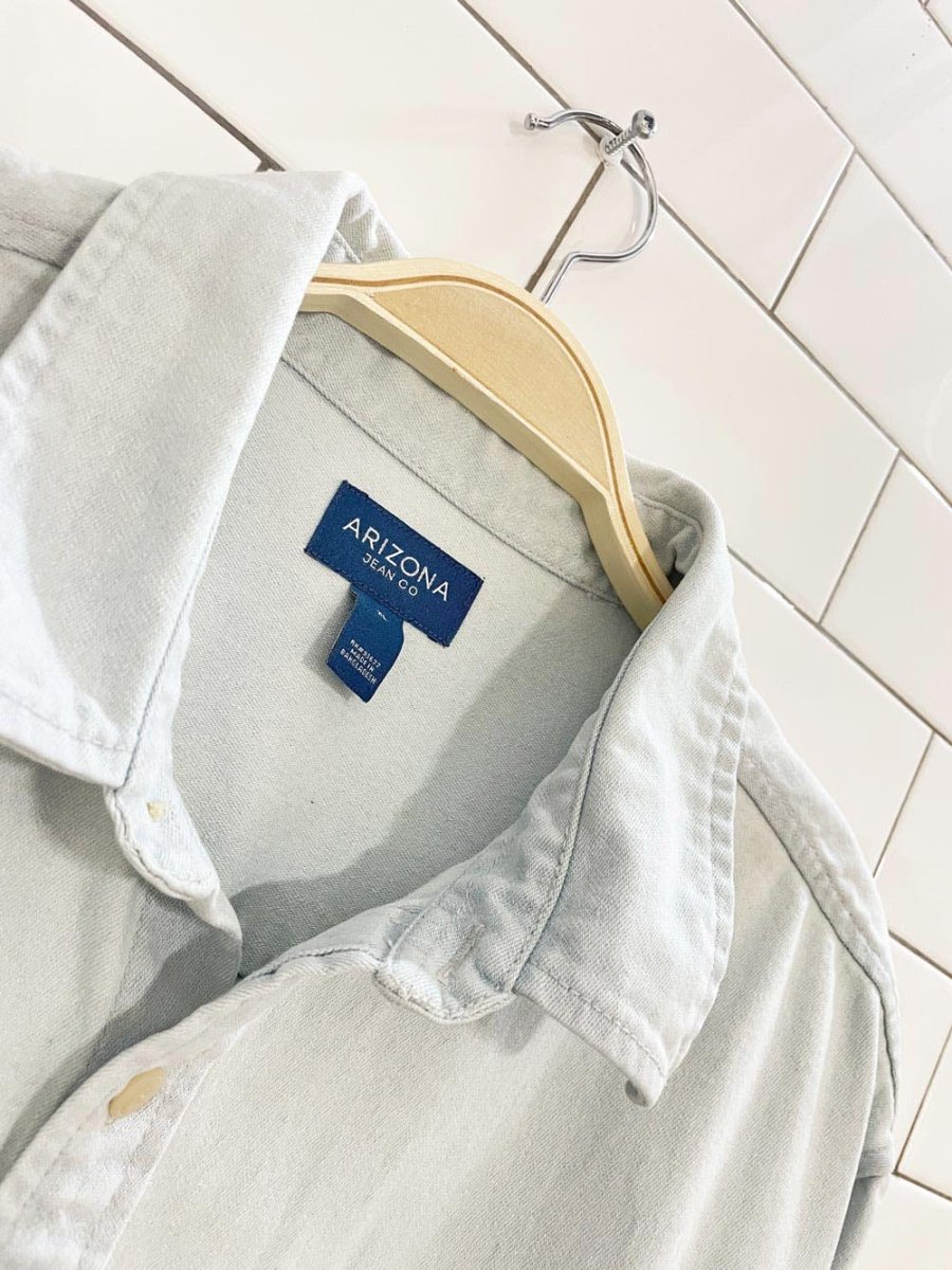 arizona jean co. two pocket denim shirt jacket - good market thrift store