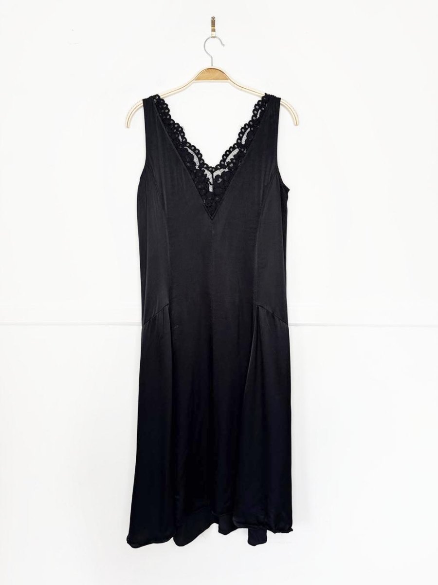 arket washed satin lace trim slip midi dress - good market thrift store