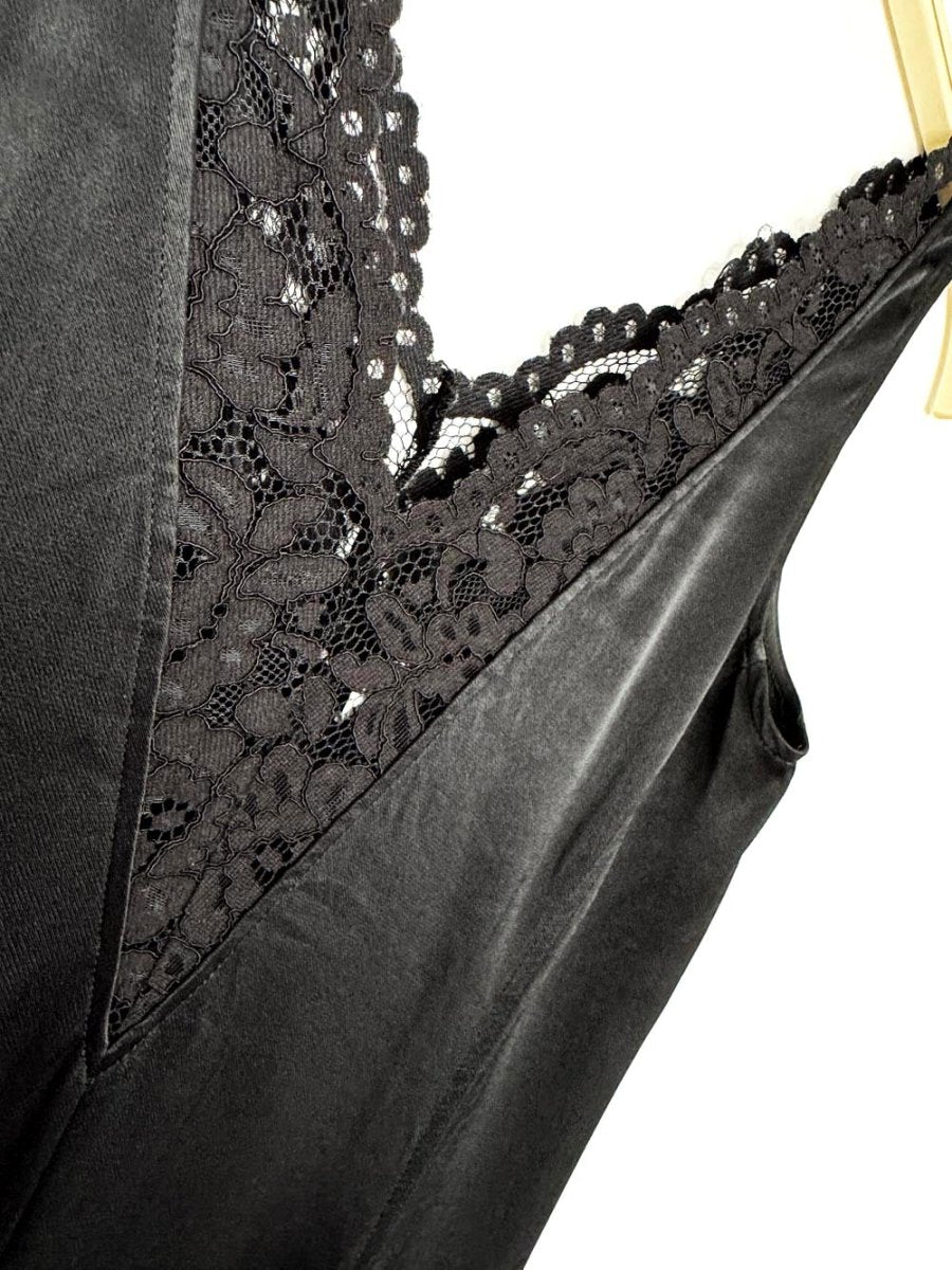 arket washed satin lace trim slip midi dress - good market thrift store