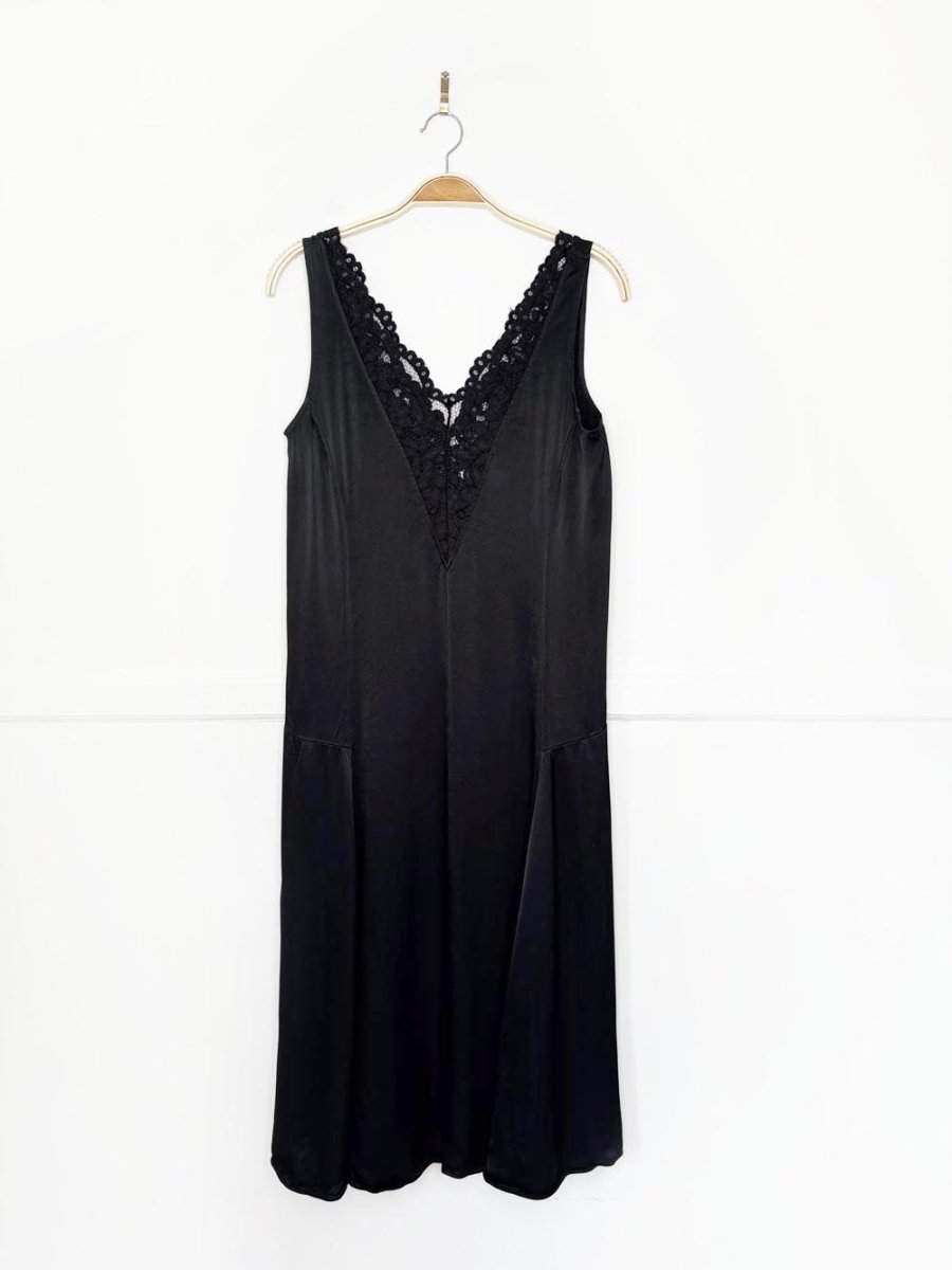 arket washed satin lace trim slip midi dress - good market thrift store