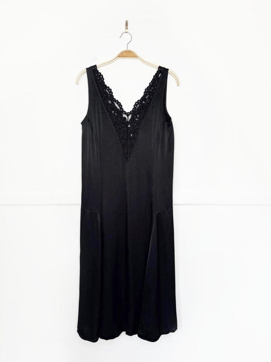 arket washed satin lace trim slip midi dress - good market thrift store