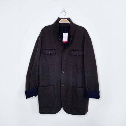 armani collezioni wool raw edgeshirt  jacket - size 48