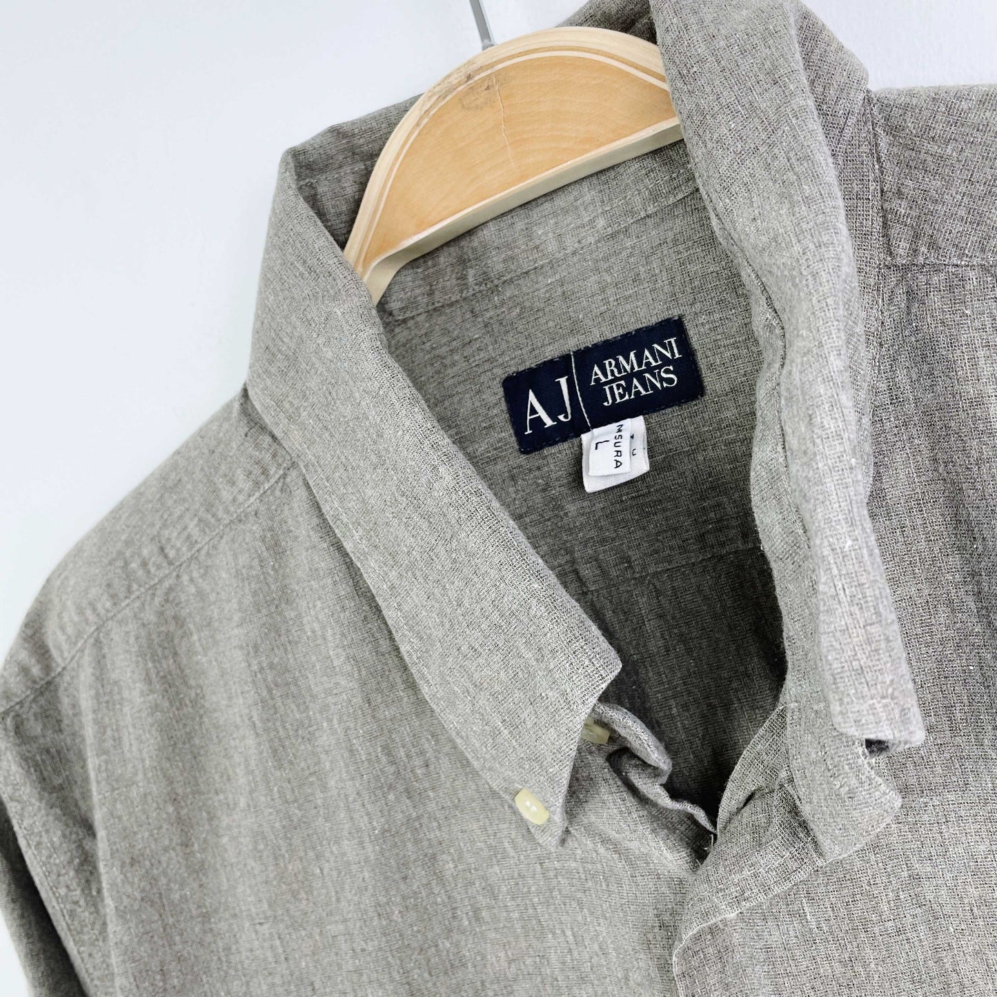 vintage armani jeans woven button down shirt