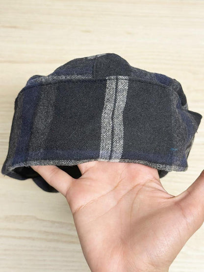 armani exchange wool - blend plaid army cap with ear flaps - good market thrift store