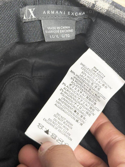 armani exchange wool - blend plaid army cap with ear flaps - good market thrift store