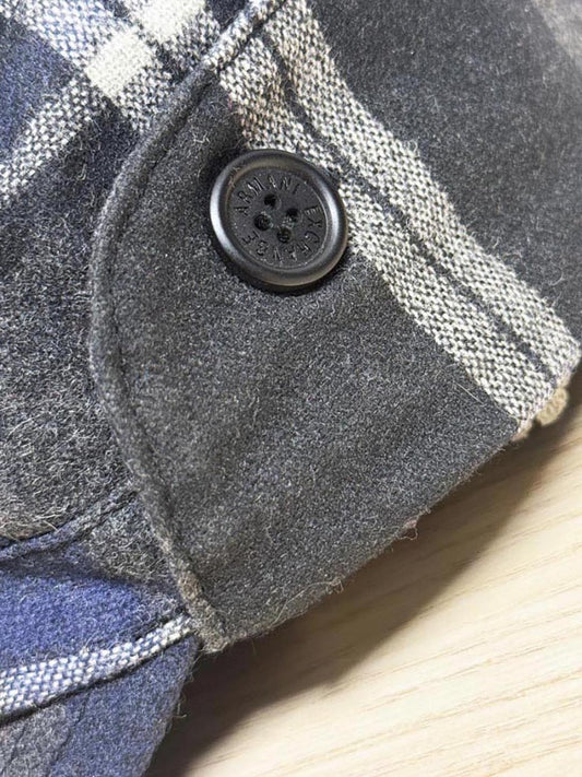 armani exchange wool - blend plaid army cap with ear flaps - good market thrift store