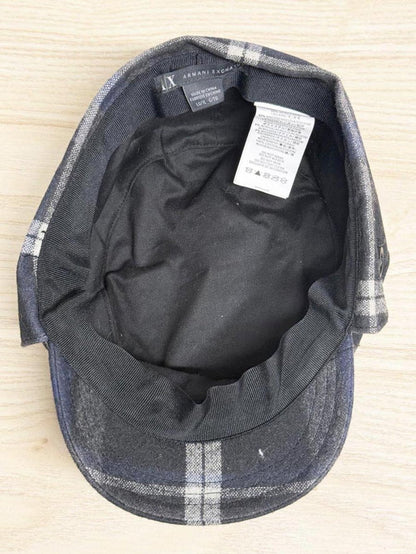 armani exchange wool - blend plaid army cap with ear flaps - good market thrift store