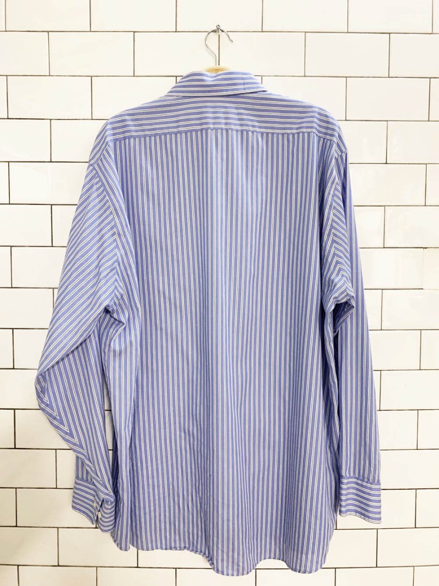 arrow usa oversized blue stripe menswear shirt - good market thrift store