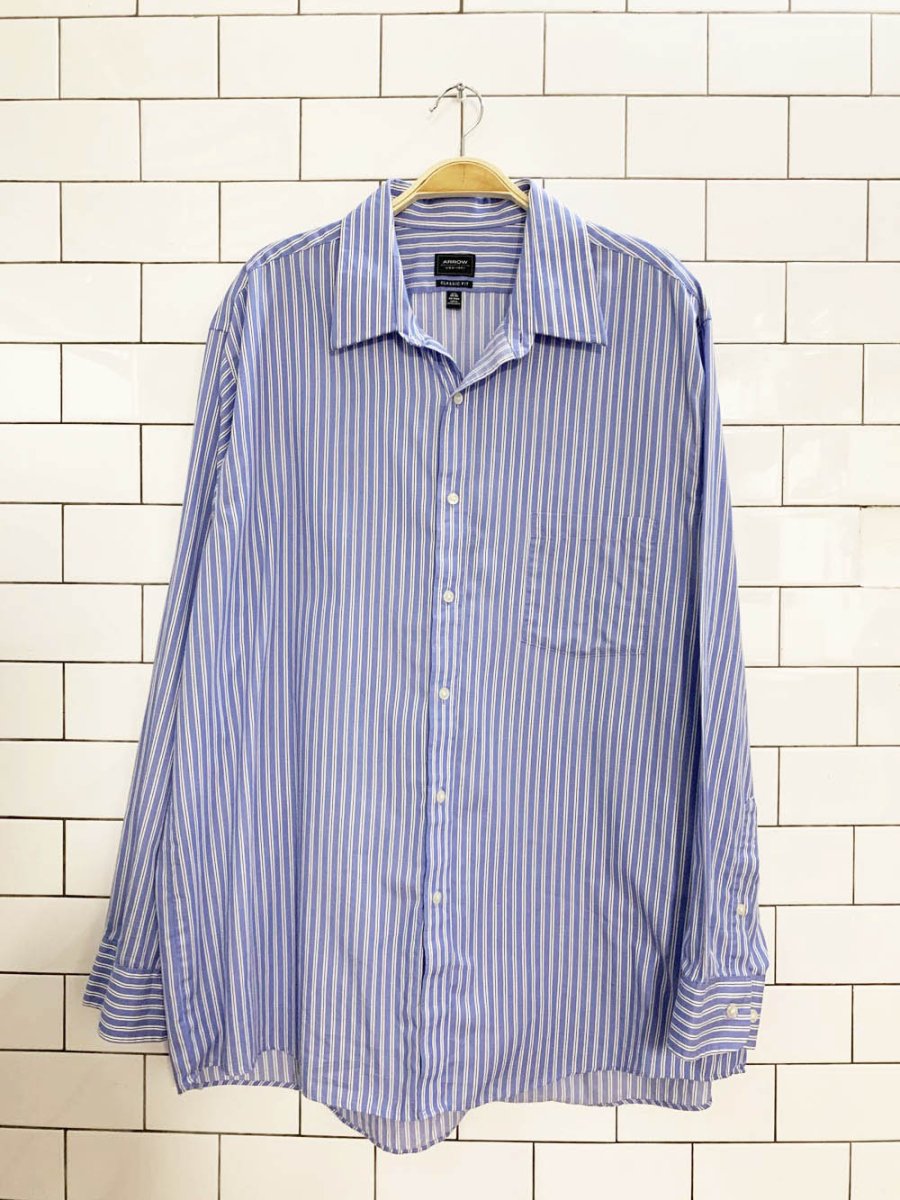 arrow usa oversized blue stripe menswear shirt - good market thrift store