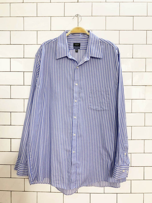 arrow usa oversized blue stripe menswear shirt - good market thrift store