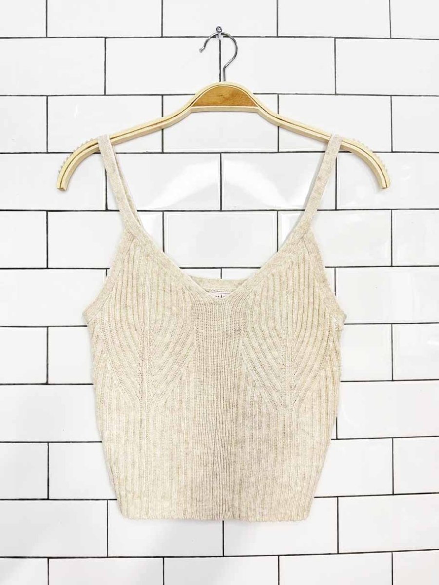auden cotton-blend chunky knit cropped tank - good market thrift store