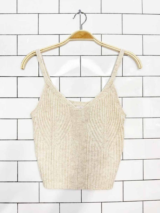 auden cotton-blend chunky knit cropped tank - good market thrift store