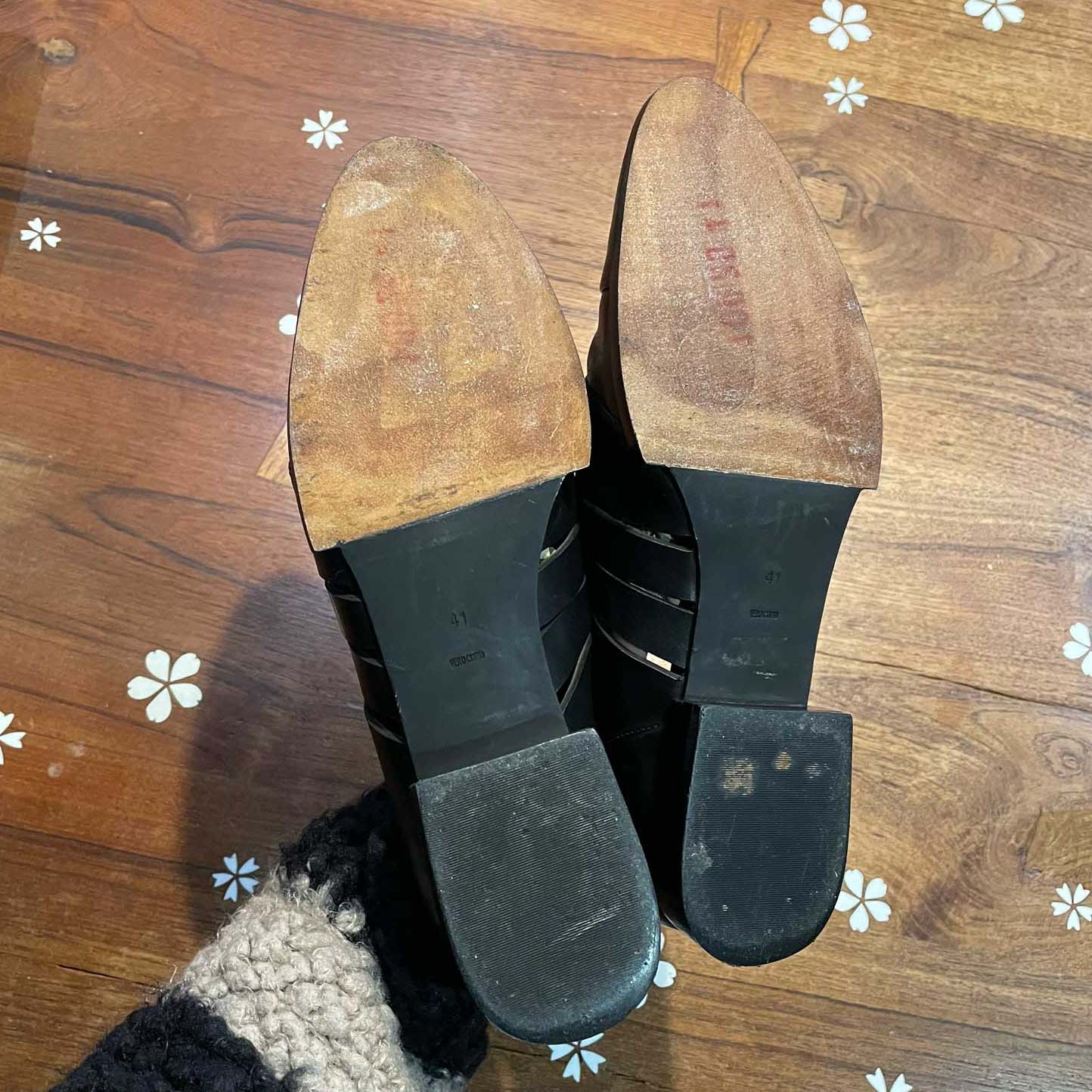 alexander wang lace up cut out leather loafers - size 41