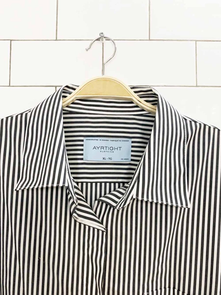 ayrtight striped full button shirt dress | made in canada - good market thrift store