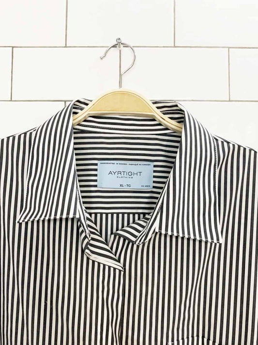ayrtight striped full button shirt dress | made in canada - good market thrift store