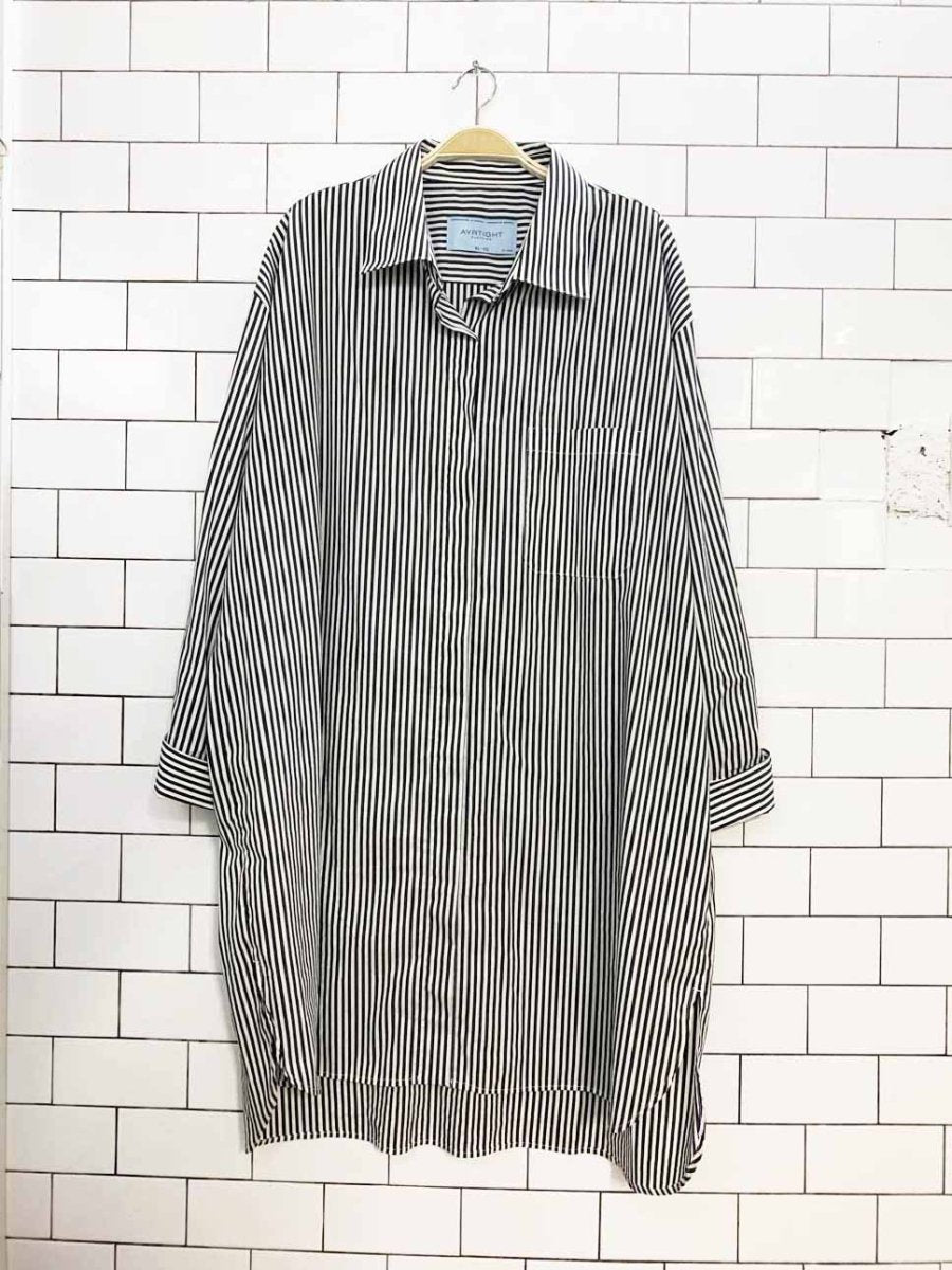 ayrtight striped full button shirt dress | made in canada - good market thrift store