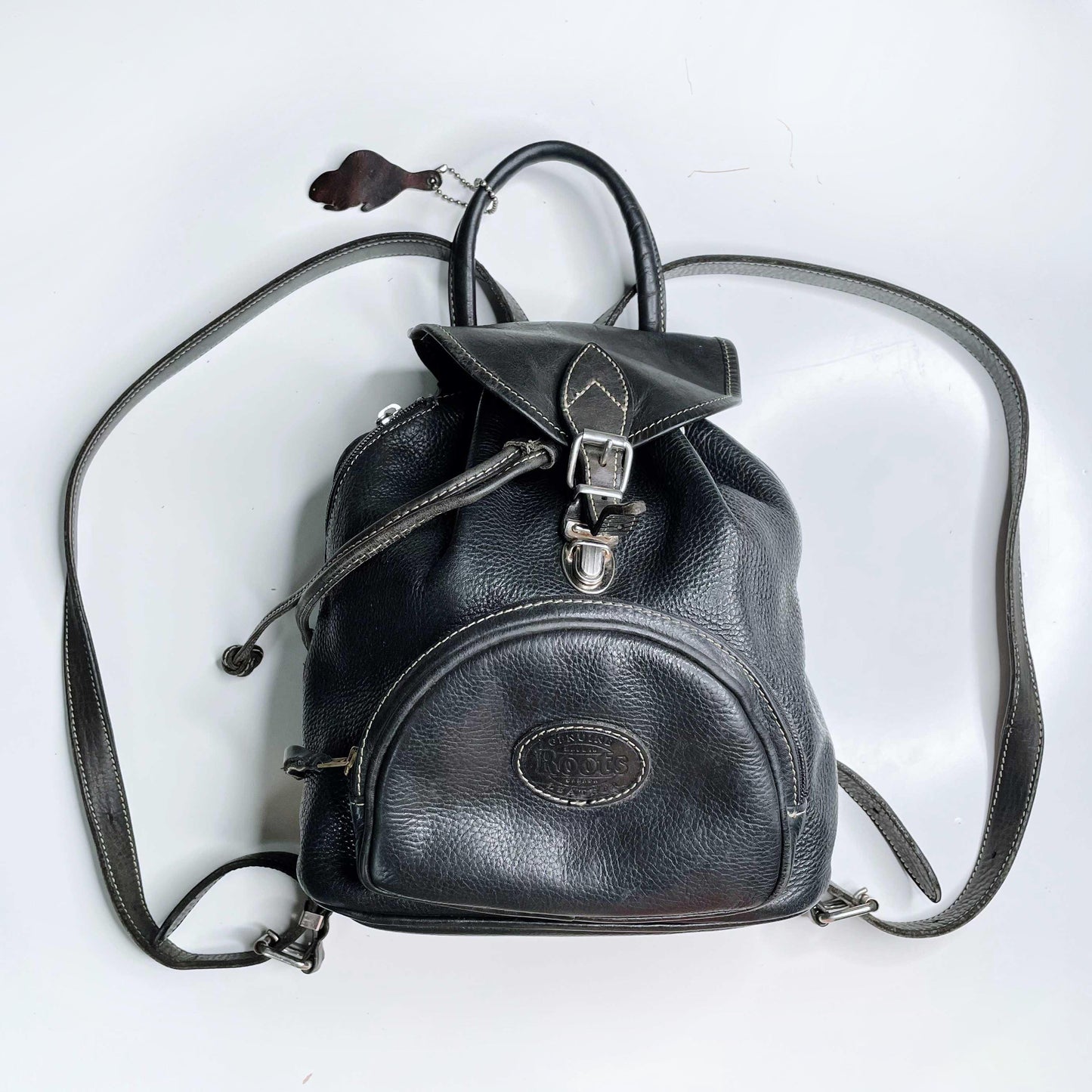 vintage 90s roots mini pebbled leather backpack – good market thrift store vintage 90s roots mini pebbled leather backpack – good market thrift store