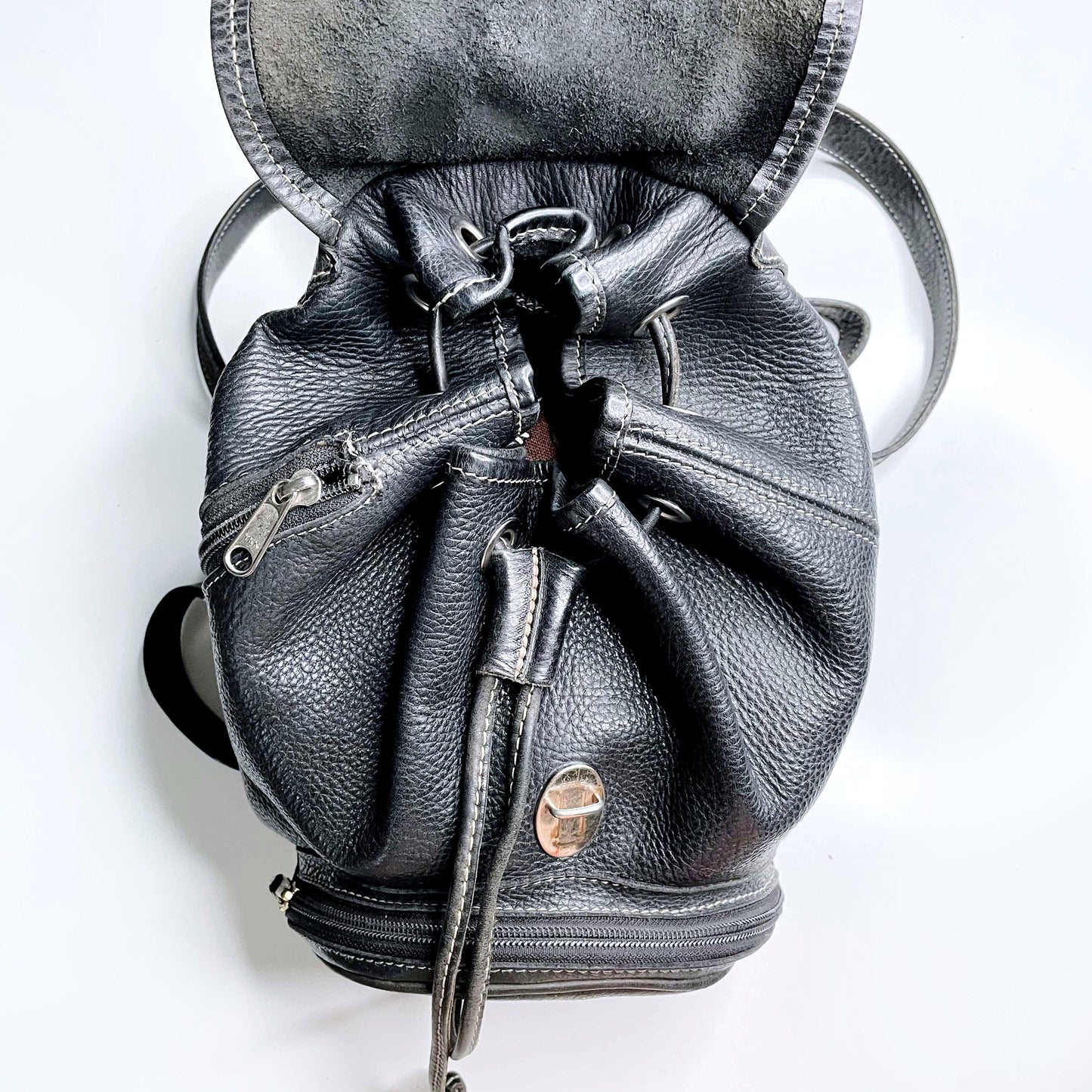 vintage 90s roots mini pebbled leather backpack