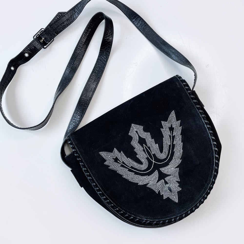 vintage donald j pliner western embroidered leather bag