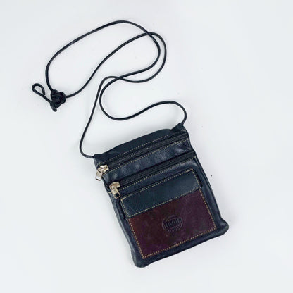 vintage roots two tone leather crossbody