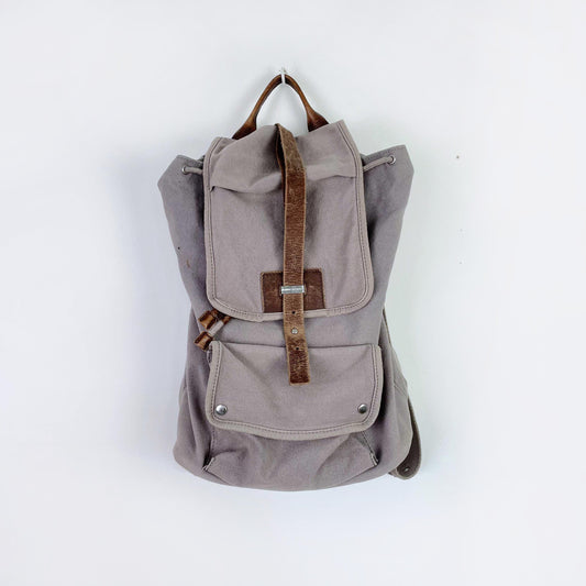 armani exchange canvas camp backpack w leather trim