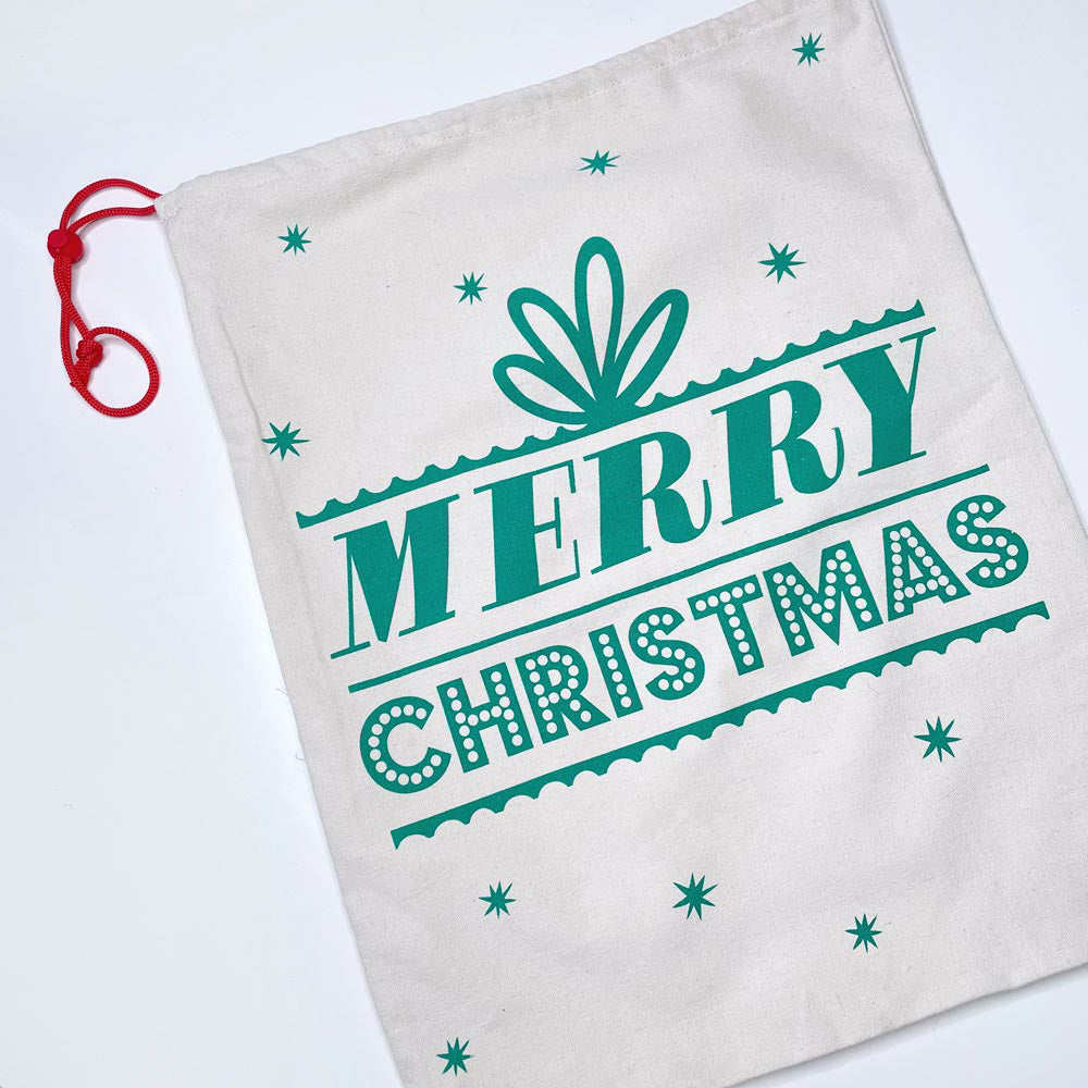 merry christmas cloth drawstring wrapping bag