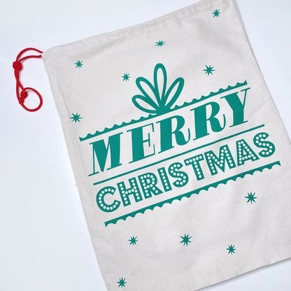 merry christmas cloth drawstring wrapping bag