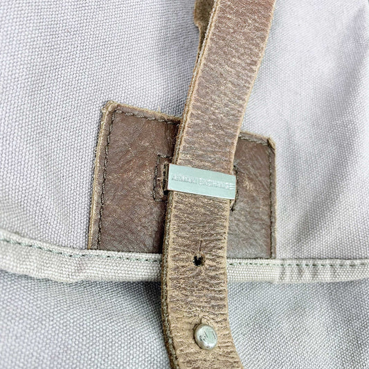 armani exchange canvas camp backpack w leather trim