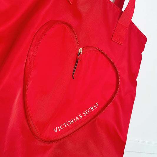 victoria's secret heart zipper tote