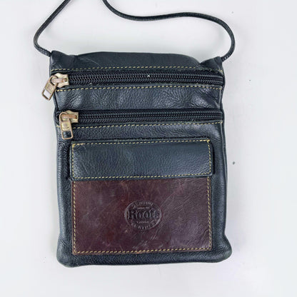 vintage roots two tone leather crossbody