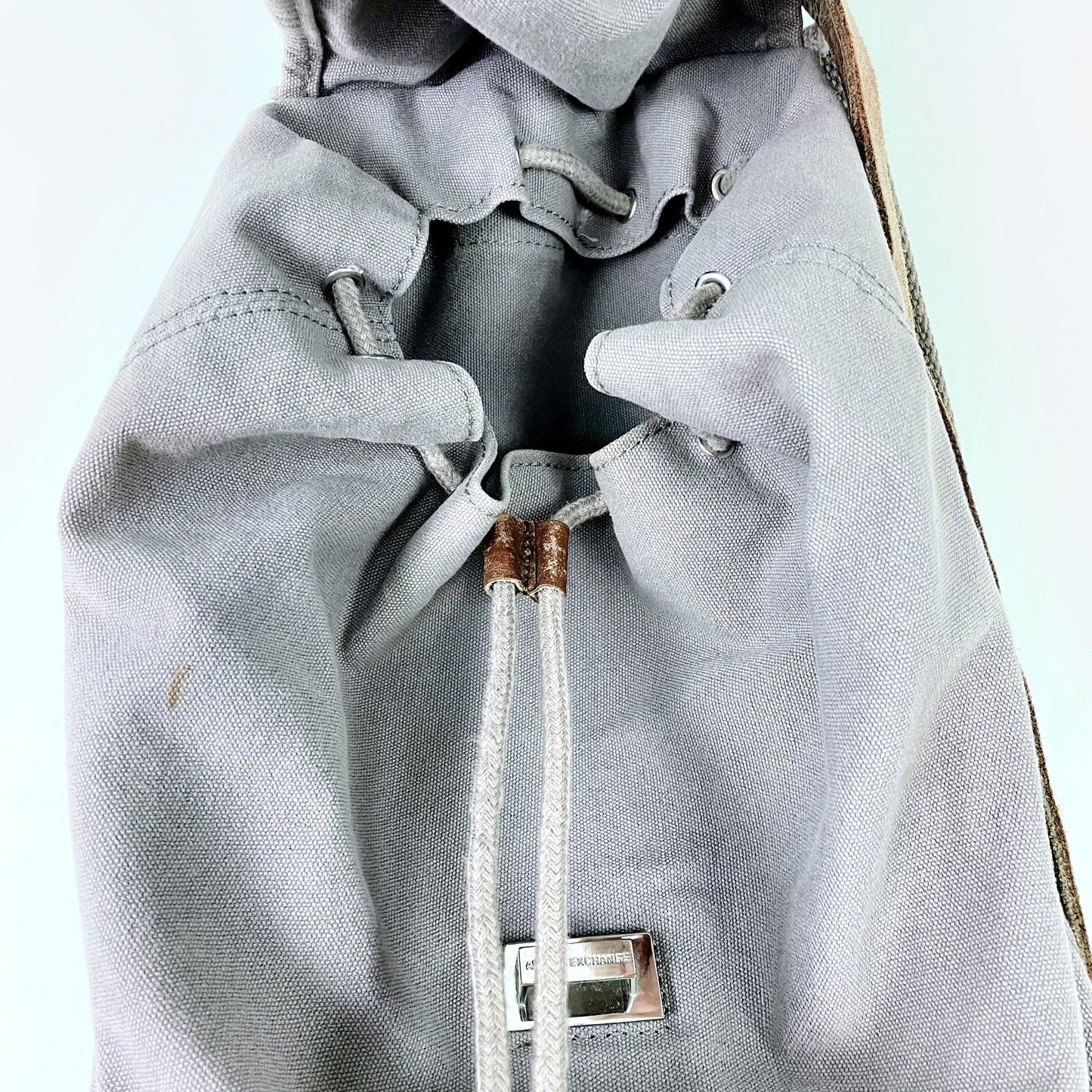 armani exchange canvas camp backpack w leather trim