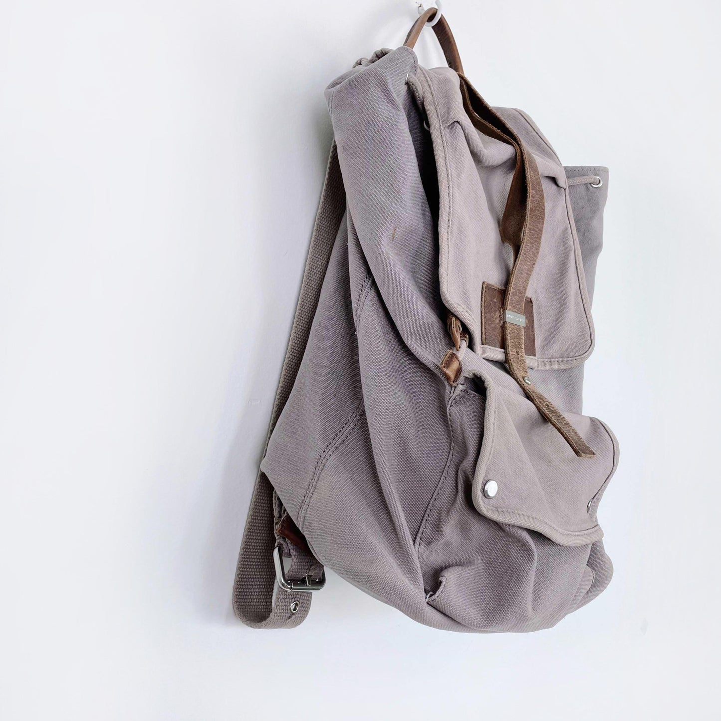 armani exchange canvas camp backpack w leather trim