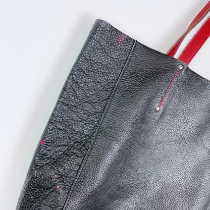 roots tribe pebbled leather tote bag