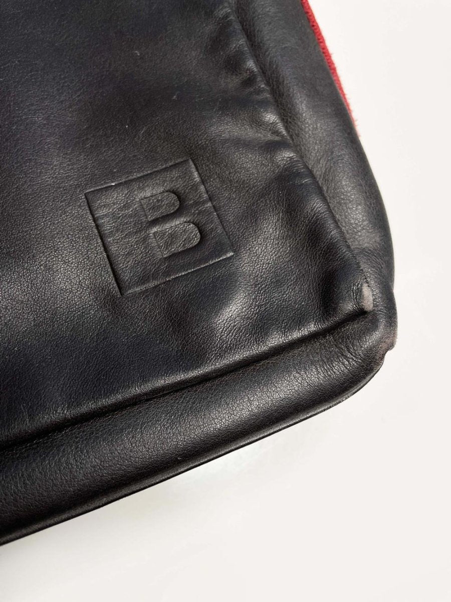 bally leather laptop messenger bag w lock + ID tag | lambskin - good market thrift store