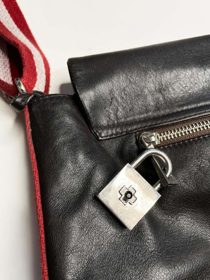 bally leather laptop messenger bag w lock + ID tag | lambskin - good market thrift store