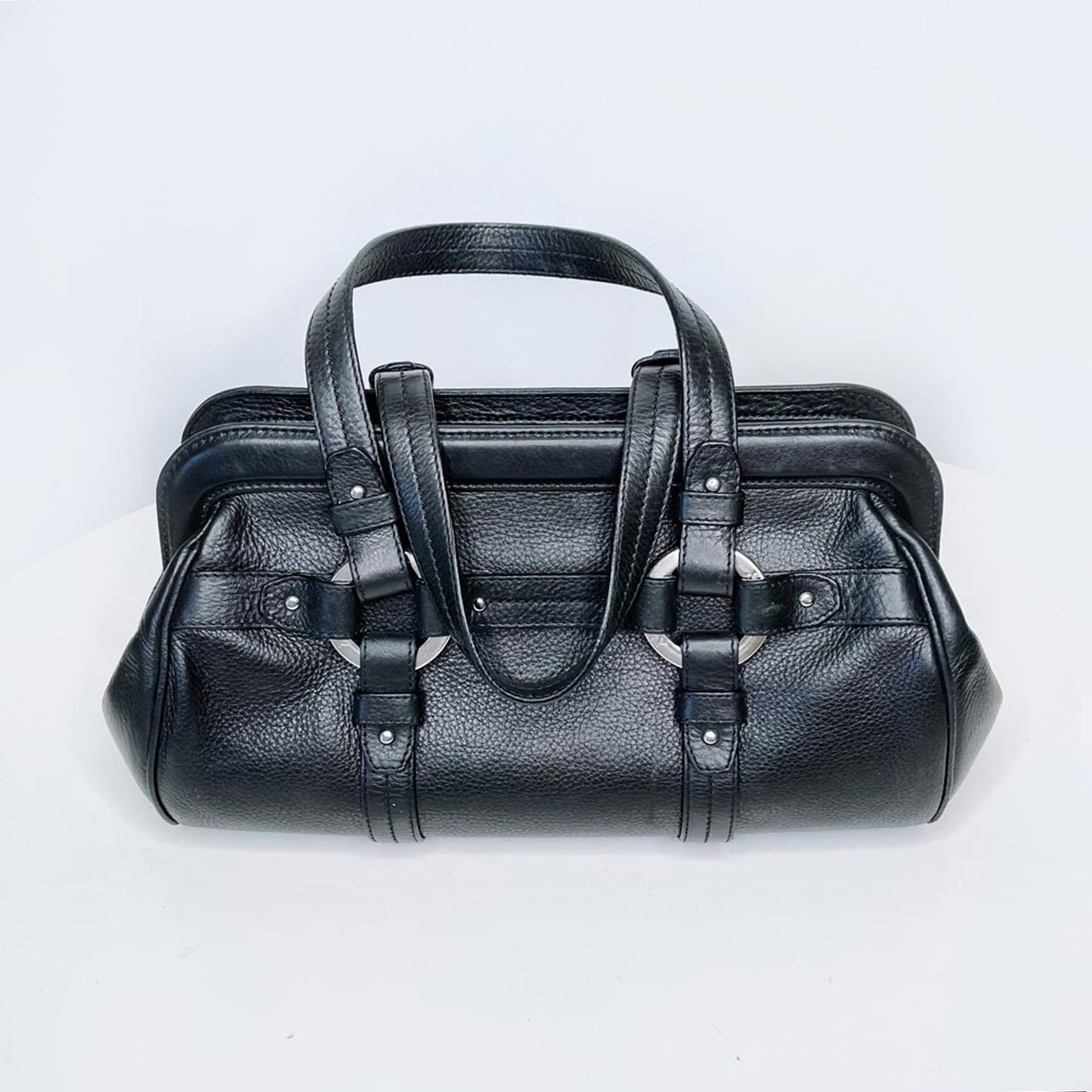 bally chona pebbled leather boston satchel